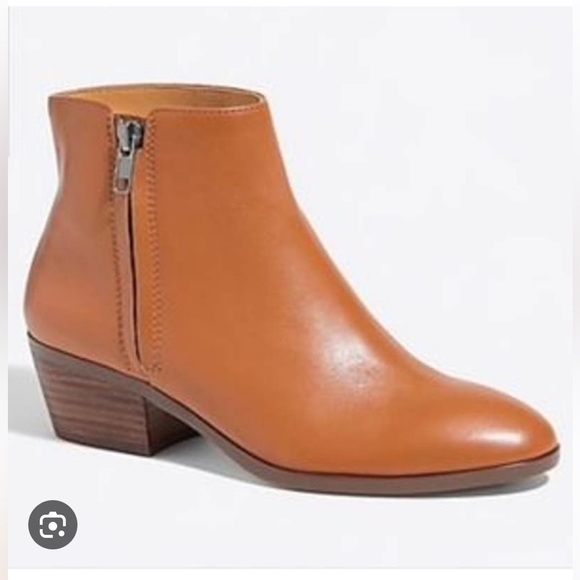 Preloved J Crew Frankie Leather Ankle Boots Side Zip Brown  Size 7 1/2  E0537 - Picture 1 of 12